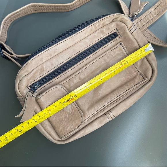 Leather Taupe Crossbody Hipster Bag - Picture 3 of 9